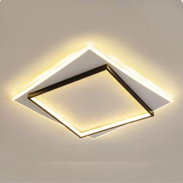 Imagem de Luminária De LED Sobrepor Modelo Dois Quadrados Assimétricos Bivolt 3 cores em 1