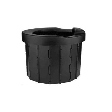 Imagem de JUSHZ Sanita de campismo portátil para adultos sanitários portáteis sacos de exterior balde para casa interior idosos cabeceira dobrável ao ar livre para viagens de carro emergências (preto, 37,5 x