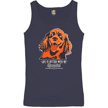 Imagem de Camiseta regata feminina Life is Better with My Spaniel Pet Owner I Love My Dog, Azul marinho, G