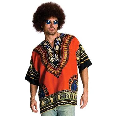 Imagem de Rubie's Costume Heroes And Hombres Camisa Hippie Masculina e Peruca, Multicolorido., Tamanho Único
