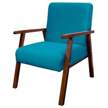Imagem de Poltrona Cadeira Decorativa Bally Azul Turquesa Sala de Estar - WD Decor