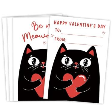 Imagem de Cartões de troca de dia dos namorados com tema de gato, 30 peças cartões de dia dos namorados meninos meninas, presentes de troca de dia dos namorados, lembrancinhas de festa de dia dos namorados para