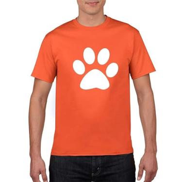 Imagem de BAFlo Camiseta unissex com estampa de pegada de urso fofa com manga curta, Laranja, GG