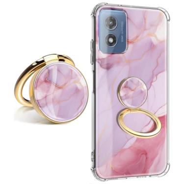 Imagem de Dcwunk Capa para Motorola G Play 2024, fina, antiqueda, à prova de choque, macia, à prova de choque, transparente, capa protetora de telefone de 6,5 polegadas para mulheres e homens (roxo rosa dourado