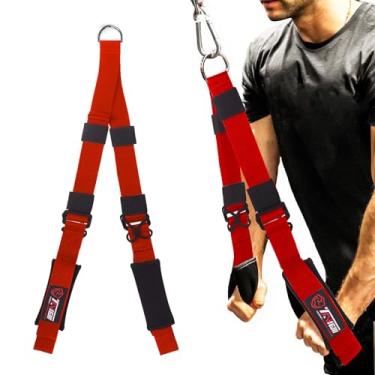 Imagem de Acessório de cabo ajustável de corda tríceps (33 a 71 cm), tiras de extensão de corda de tríceps acessórios crossover de cabo (comprimento ajustável