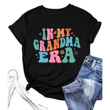 Imagem de Camiseta feminina com estampa de coração avó camiseta floral mamãe casual camiseta de manga curta para mãe, Preto, GG