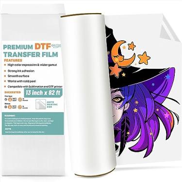 Imagem de KASYU Rolo de filme de transferência DTF, A3 33 cm x 25 m brilhante direto para filme para todas as impressoras de sublimação e DTF, filme DTF para hack de sublimação, papel DTF atualizado para tecidos de