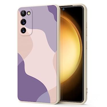 Imagem de YSLBWLE Capa para Samsung Galaxy S20 FE 5G, capa fina de silicone líquido, à prova de choque, capa fina para celular Galaxy S20 FE 5G, capa protetora de câmera de corpo inteiro - bege branco + roxo