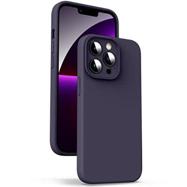 Imagem de Supdeal Capa de silicone líquido para iPhone 13 Pro, [proteção da câmera] [antiimpressões digitais] [carregamento sem fio] capa protetora de 4 camadas para celular, capa de microfibra embutida, 6,1 polegadas, roxo escuro