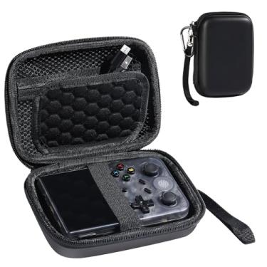 Imagem de Capa compatível com console de jogos portátil retrô RG353V/RG35XX/RG353VS/R36S, capa RG35xx com mosquetão e alça de mão, capa RG353v fácil de usar e carregar (apenas capa, preta)