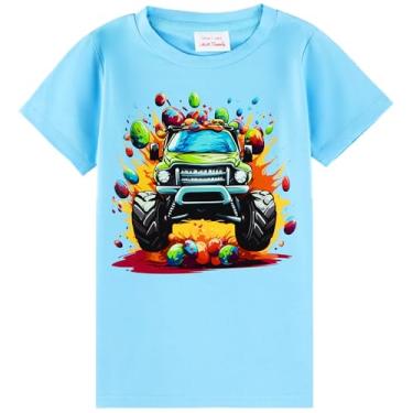 Imagem de HH Family Camisetas de Páscoa para Meninos e Meninas Crianças Presente de Páscoa Coelhinho Roupas 3-12 Anos, Caminhão de Páscoa C, 12