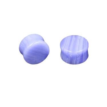 Imagem de Izpack Plugues de orelha de pedra envelhecida roxa dupla alargada para mulheres homens unissex expansor esticador de orelhas calibre selim piercing corpo joias presentes, 5/8"(16mm), Agated, Sem