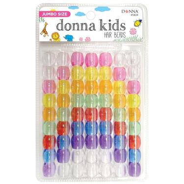Imagem de Donna Miçangas de pônei jumbo infantil 15 mm transparente ASST - Contas de cabelo grandes para tranças, rabos de cavalo e estilo, sensação de borracha macia durável para acessórios de cabelo DIY