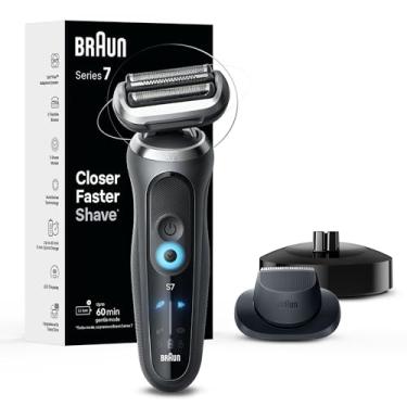Imagem de Braun Barbeador elétrico para homens, série 7 7127cs, barbear úmido e seco, modos de barbear turbo e suave, barbeador de folha impermeável, projetado na Alemanha, com aparador de barba, suporte de