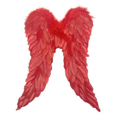 Imagem de UGPLM Asa de anjo cosplay asa de fadas adultos feminino criativo adorável pena asa decorativa para fontes de festa desempenho de palco, Vermelho