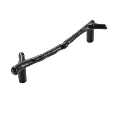 Imagem de Maçaneta em forma de ramos de metal, acessório para móveis, mesa de cozinha, maçaneta, parafusos, maçaneta externa da porta, gaveta, preto 96mm