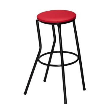 Imagem de Banqueta Alta Sem Encosto Cozinha Balcão Bar Bancada (Vermelho)