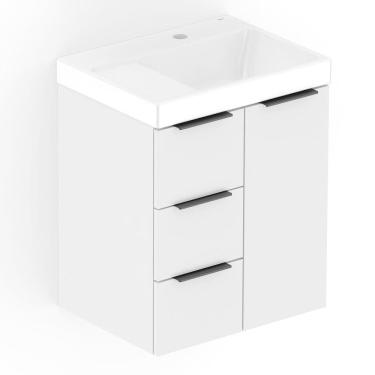 Imagem de Kit Arenal Gabinete Gaveta e Porta 50x38 com Cuba Branco