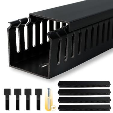 Imagem de Canaleta de Cabos RJYKVS, Kit de Gerenciamento de Cabos, Compartimento Aberto, Protetor de Cabos, Rede industrial, Computador, TV, Preto 60 x 5 x 6 cm (C x L x A), 4 Unidades