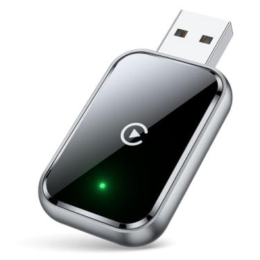 Imagem de Adaptador CarPlay sem fio para iPhone, adaptador Apple CarPlay com fio para sem fio, tamanho mini com cabo de extensão USB e USB-C/Tipo-C, controle estável e sem atraso, preto
