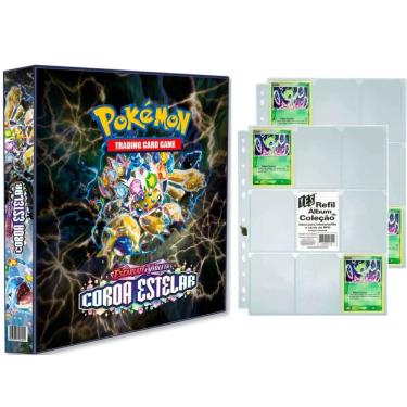 Imagem de Album Pasta Fichário Pokemon Escarlete e Violeta Coroa Estelar com 20 Folhas 9 bolsos Capa Dura TCG