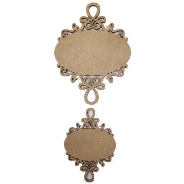 Imagem de Aplique Laser Mdf - Placa Oval Trabalhada 10/15 Cm - 2 Un