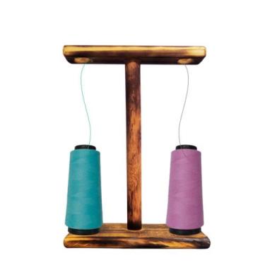 Imagem de Porta Fio De Madeira 2 Cone Para Máquina Costura Doméstica - Decor Luz