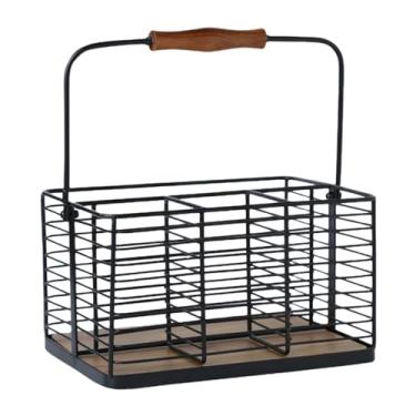 Imagem de YWJLQH Suporte para Utensílios de Cozinha Colher Espátulas Organizador Utensílio Escorredor de Roupas Ferro com Base de Madeira Utensílio Pote para Espátulas