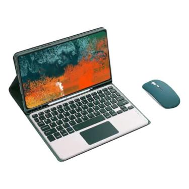 Imagem de Teclado Para Samsung Tab S7 Plus/S7 fe/S8 Plus-12.4in.com Capas+Mouse (Verde Escuro, Teclado de toque)