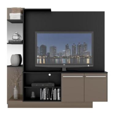 Imagem de Estante TV 55" com Espelho Denver Multimóveis V3148, Preto/Lacca Fumê