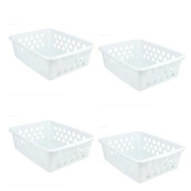 Imagem de Cesto Organizador Multiuso Kit 4 Peças 12x6x16cm P Branco - Uninjet