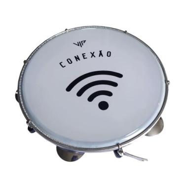 Imagem de Pandeiro 10 Profissional Vip Conexao Pele Leitosa Abs Inox, Preto