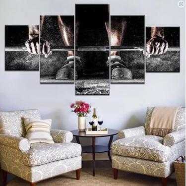 Imagem de Kit quadro decorativo 5 peças 95x60cm Academia Levantamento Peso