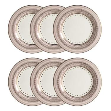 Imagem de Jogo de pratos rasos em porcelana Strauss Rose Ball 28cm 6 peças
