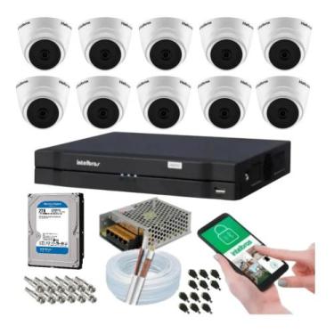 Imagem de Kit 10 Câmeras Intelbras Dome 1120d Dvr 16 Canais Com Hd 2tb