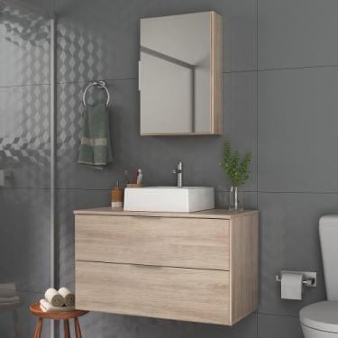 Imagem de Conjunto Gabinete Banheiro RUBI 80cm - Gabinete + Cuba + Espelheira - 