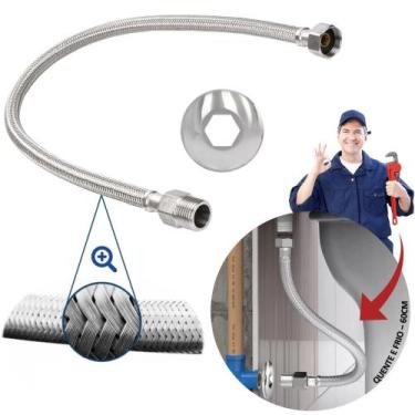 Imagem de Engate Mangueira Flexível Trançado Aço Inox 60Cm Quente Fria - Fertak