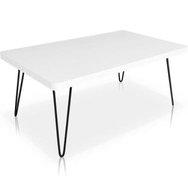 Imagem de Mesa de Centro Dublin Retangular em Aço e MDF Clean - Preta e Branca -