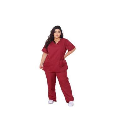 Imagem de Conjunto Hospitalar Plus Size Pijama Gola V Enfermagem 2 Peças Manga C