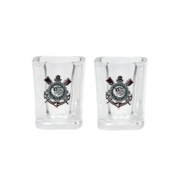 Imagem de Kit Jogo Com 2 Copos De Vidro Para Shot 70ml - Corinthians - Minas de 