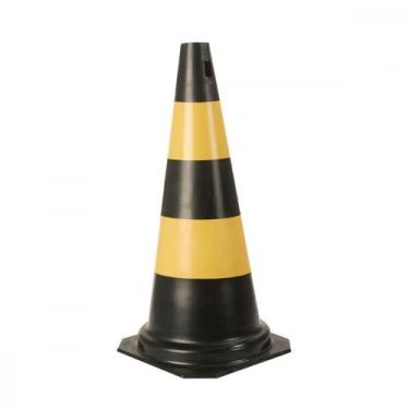 Imagem de Cone Rigido Plastcor Plastico Preto/Amarelo 50Cm 700.01304, Preto