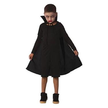 Imagem de Capa Infantil Preta Longa de Halloween Unissex Com Gola e Cordinha  - 