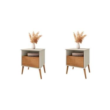 Imagem de Kit Mesa de Cabeceira Salles Off White Naturalle - Mais de Casa