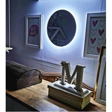 Imagem de Espelho Redondo Decorativo com LED - 30x30cm - PAPEL E PAREDE ADESIVOS