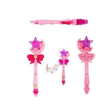 Imagem de Brinquedo Varinha Mágica Rosa Encantada Luz E Som Fada - Arktoys