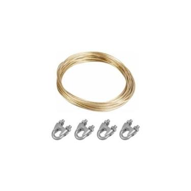 Imagem de Kit Varal Cabo Aço Encapado De 4mm 10mt Com Gancho E - tineli