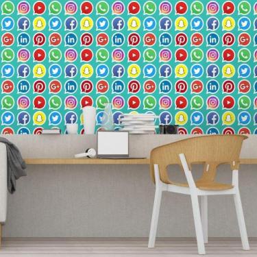 Imagem de Papel de Parede Redes Sociais - QCola, 0,60 x 3,00 metros