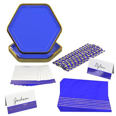 Imagem de Hallmark Ocasião pacotes variados Crayola Color Pop Party Suprimentos para 12 convidados, 230, azul índigo e folha dourada metálica