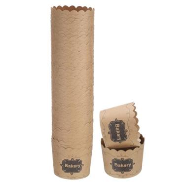 Imagem de HARFINGTON 50 peças de copos de papel para assar, 170 g, papel kraft marrom, forros, cupcake, à prova de gordura, embalagens a granel descartáveis para casamento, aniversário, formatura, padaria