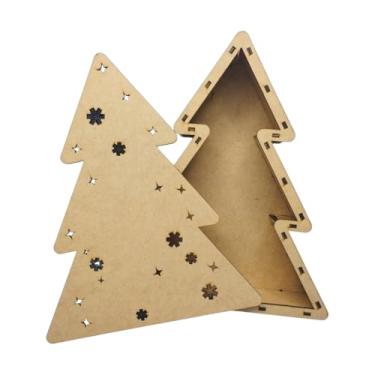 Imagem de Caixa Arvore Pinheiro De Natal Artesanal Em Mdf Cru 25x20 Cm